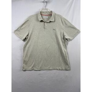 Tommy Bahama Polo Shirt Mens XL Green Excellent Micro Stripe Short Sleeve Cotton